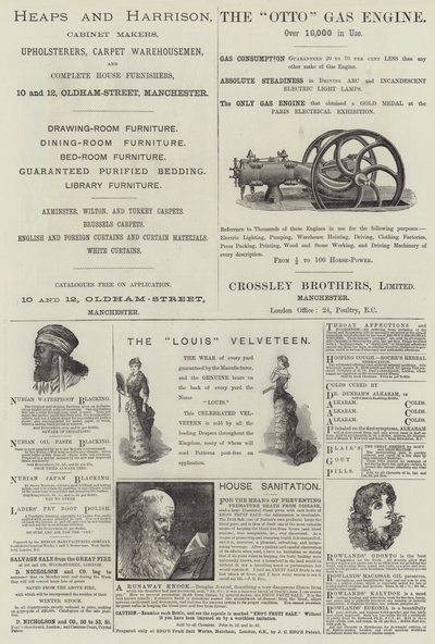 Pagina met advertenties (gravure) door English School
