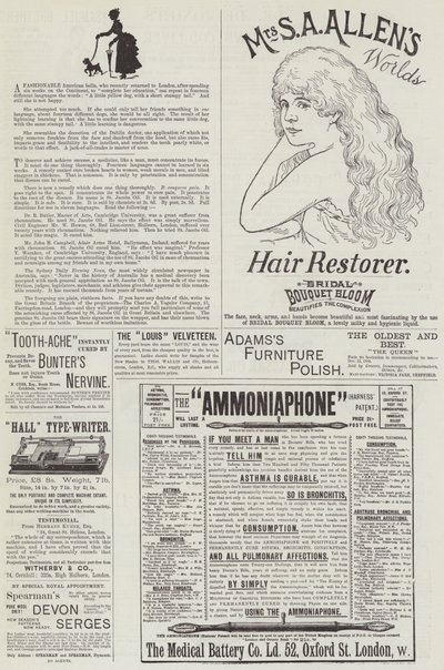 Pagina met advertenties (gravure) door English School