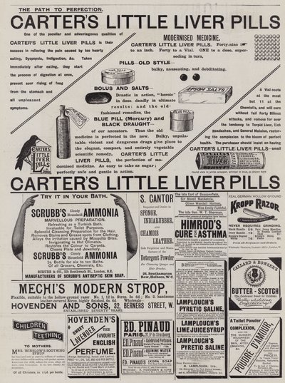 Pagina met advertenties (gravure) door English School