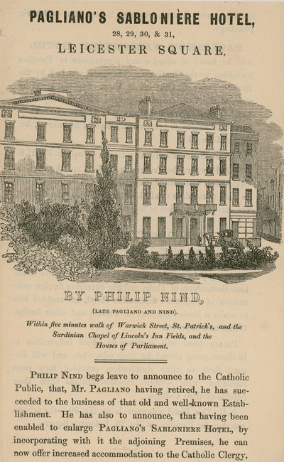 Paglianos Sabloniere Hotel, Leicester Square, Londen door English School
