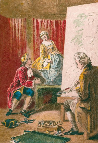 Het familieportret schilderen door English School