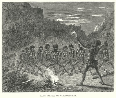Palti-dans of Corrobboree (gravure) door English School