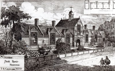 Park Road, Hampstead, uit The Building News, 3 september 1880 door English School