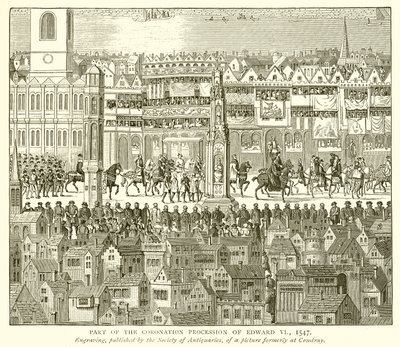 Deel van de Kroningsprocessie van Edward VI, 1547 door English School