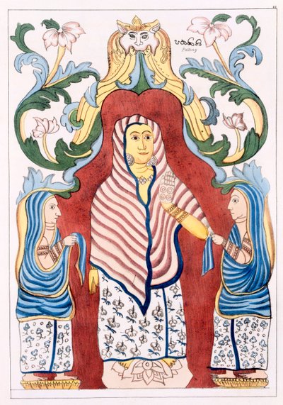 Pattinee Dewa, de Vier Heuvelwachters, uit De Geschiedenis en Doctrine van het Boeddhisme door Edward Upham, 1829 door English School