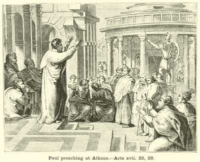 Paulus predikt in Athene, Handelingen, xvii, 22, 23 door English School