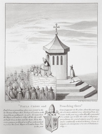 Pauls Cross en prediking daar, 1809 door English School