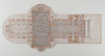 Bestratingsplan van de St. Pauls Cathedral, zoals uitgevoerd, c.1710 door English School