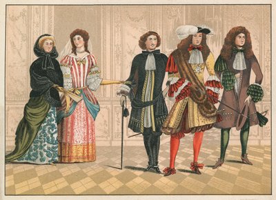 Personen van aanzien, mogelijk Duits, ca. 1680 (chromolitho) door English School
