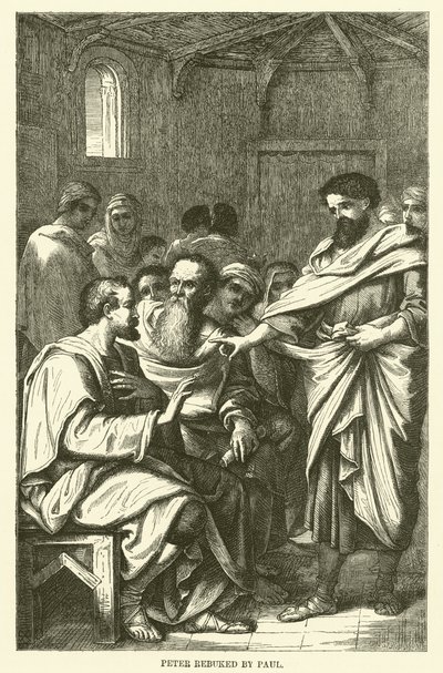 Petrus berispt door Paulus (gravure) door English School