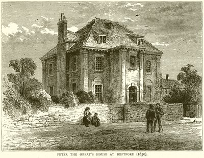 Huis van Peter de Grote in Deptford (1850) door English School