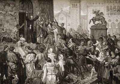 Peter de Kluizenaar (1050-1115) predikend tijdens de Eerste Kruistocht in 1095 door English School