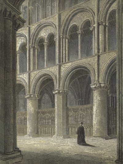 Peterborough Cathedral, uitzicht over het noordelijke transept door English School