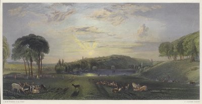 Petworth Park, Sussex (gekleurde gravure) door English School