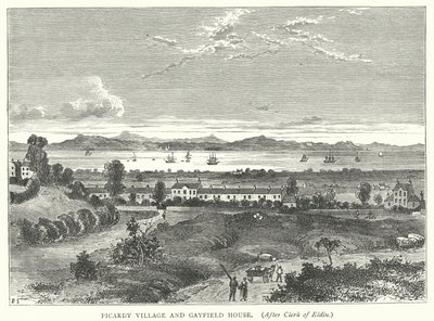 Picardy Village en Gayfield House (gravure) door English School