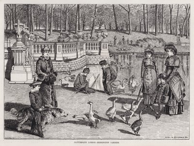 Pittoresk Londen, Kensington Gardens (gravure) door English School