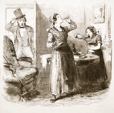 Pittoreske schetsen van Londen: Het logeerhuis, uit The Illustrated London News door English School