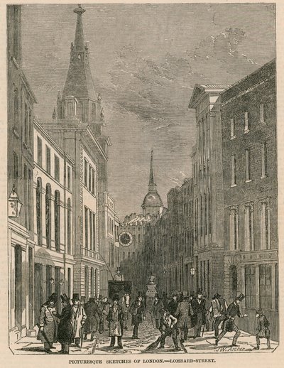 Pittoreske schetsen van Londen - Lombard Street door English School
