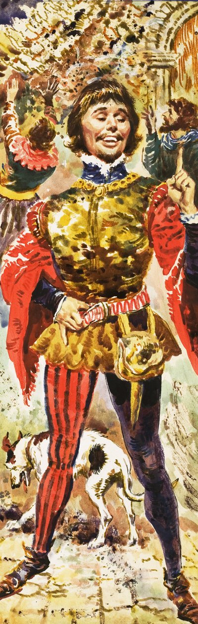 Piers Gaveston bij de kroning van koning Edward door English School
