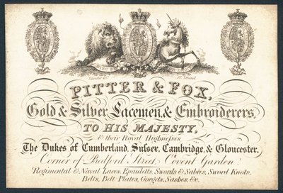 Pitter & Fox, goud- en zilverkantwerkers en borduurders door English School