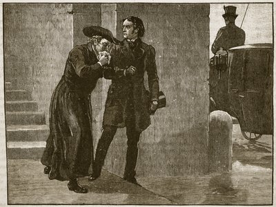 Pius IX verlaat het Vaticaan in vermomming, 1848, illustratie uit Cassells Geïllustreerde Geschiedenis van Engeland door English School
