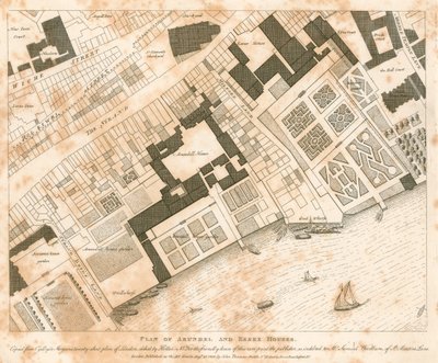 Plattegrond van Arundel en Essex Huizen, Londen door English School
