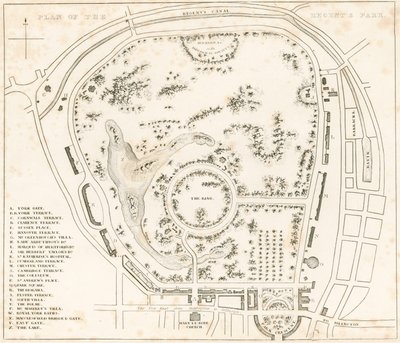 Plan van Regents Park, Londen door English School