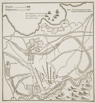 Plan van de Slag bij Culloden, 16 april 1746 door English School
