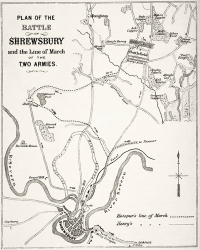 Plan van de Slag bij Shrewsbury, 21 juli 1403, uit 