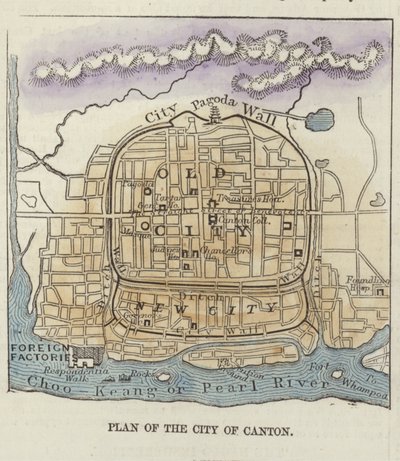 Plattegrond van de stad Canton door English School