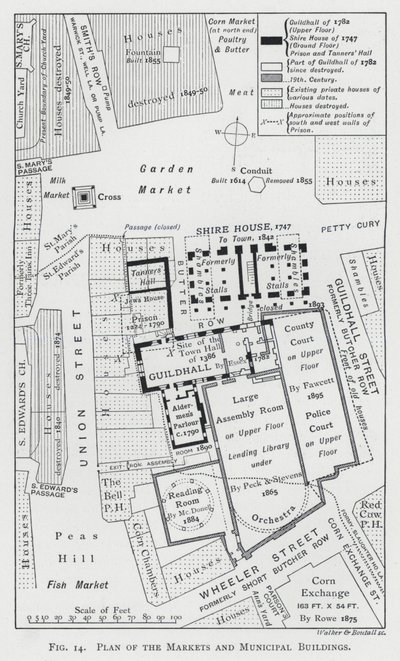 Plan van de markten en gemeentelijke gebouwen door English School