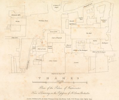 Plattegrond van het Palace of Westminster, Londen door English School
