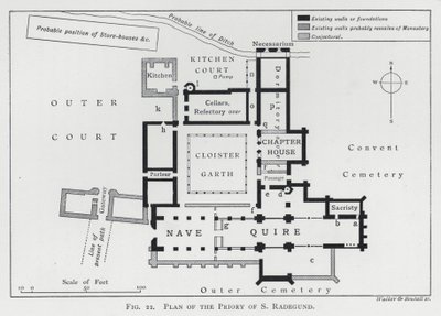 Plattegrond van het Priorij van Sint Radegund door English School