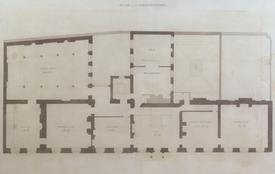 Plannen van de begane grond van 21 Albemarle Street na de eerste wijzigingen aan het huis na de overname door de Royal Institution, ca.1800 door English School