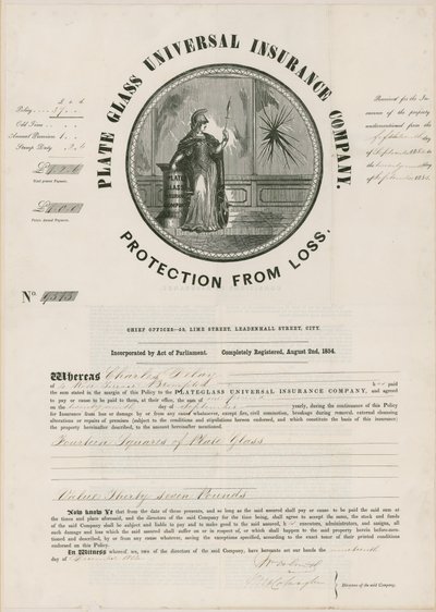 Plate Glass Universal Insurance Company door English School