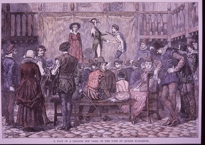 Toneelstuk opgevoerd in London Inn Yard door English School