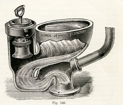 Plunge Klep Closet, met opgetilde hendel, 1870 door English School