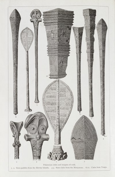 Polynesische knuppels en ranginsignes, uit 