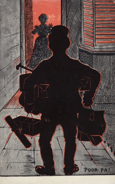Arme Pa! (kleurenlitho) door English School