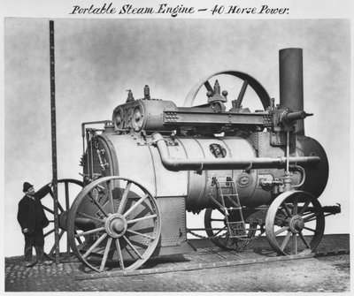 Draagbare stoommachine, uit het album Verbeterde stoommachines, dorsmachines en andere specialiteiten, ca. 1890 door English School