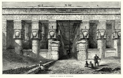 Portiek van de Tempel van Denderah (gravure) door English School