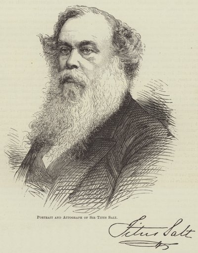 Portret en handtekening van Sir Titus Salt door English School