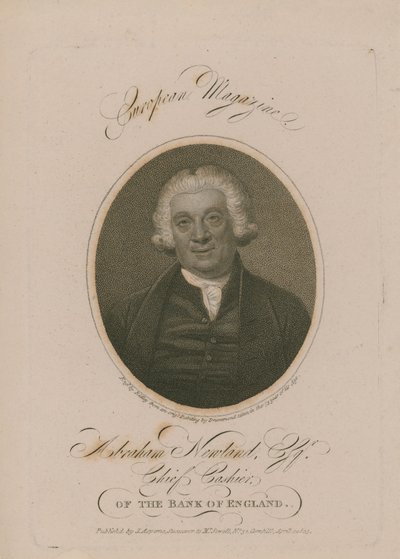 Portret van Abraham Newland door English School