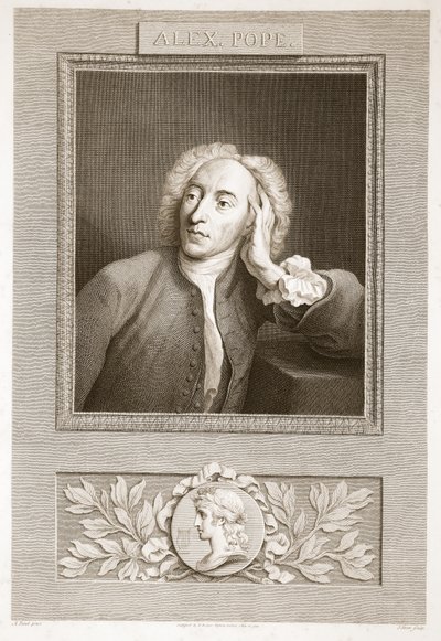Portret van Alexander Pope, illustratie uit David Humes The History of England, uitgegeven door R. Bowyer, Londen, 1812 door English School