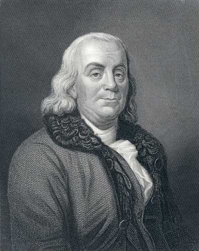 Portret van Benjamin Franklin, circa 1833 door English School
