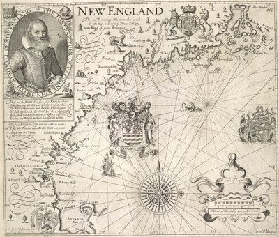 Portret van Kapitein John Smith. Een afbeelding van de kust van New England, in 