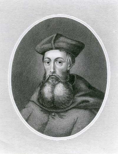 Portret van Kardinaal Reginald Pole (1500-58) (gravure) door English School