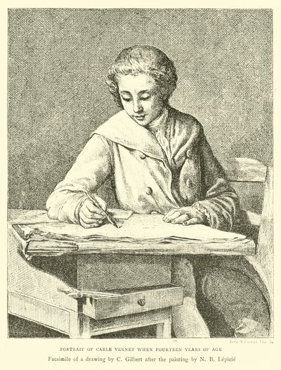 Portret van Carle Vernet op veertienjarige leeftijd door English School