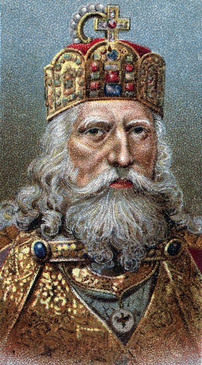 Portret van Karel de Grote (742-814), koning der Franken - Uit de serie Leaders of Men. door English School