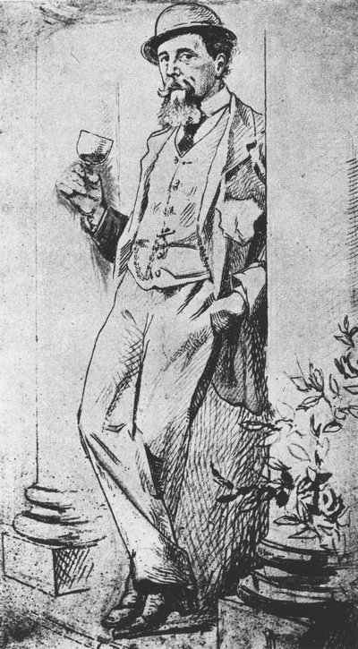 Portret van Charles Dickens, uit Drinking with Dickens geschreven door Cedric Charles Dickens door English School
